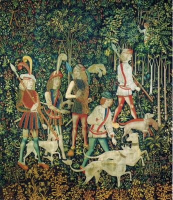 Unikornis faliszőnyeg (részlet), 1495-1505 körül