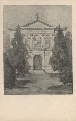 Az evangélikus templom Nendtvich Tamás ceruzarajzán