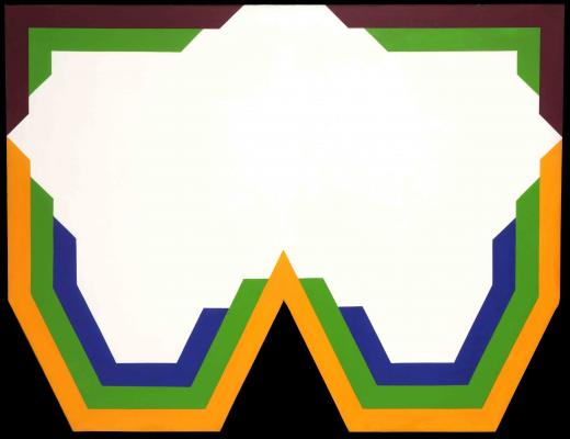 Bak Imre (1939): Formázott vászon (Fényes II.), 1970, vászon, akril, 130×170 cm 