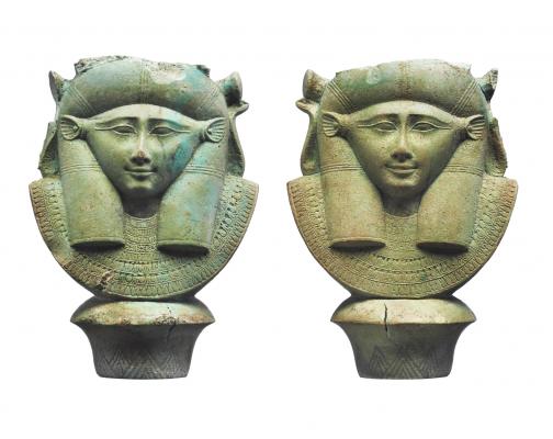 Hathor-fejes jelvény töredéke