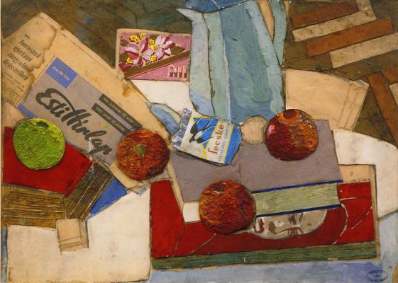 Csendélet Fecske cigarettával / Csendélet Esti Hírlappal, kancsóval, 1963,
