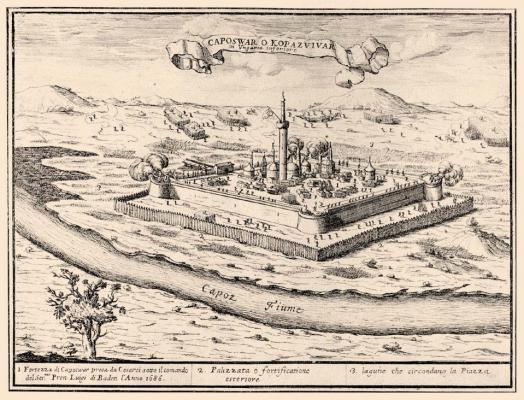 Kaposvár vára, 1686, rézmetszet