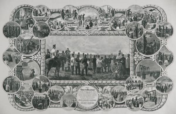 A Kreith-féle Ereklyemúzeum emléklapja, litográfia