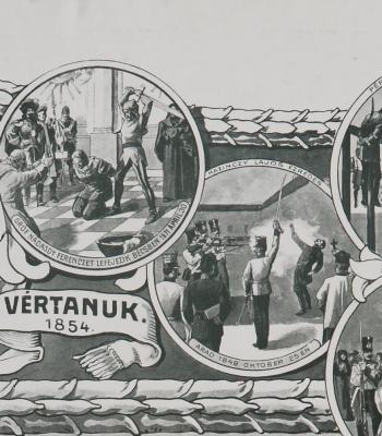 A Kreith-féle Ereklyemúzeum emléklapja, litográfia (részlet)