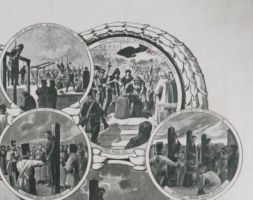 A Kreith-féle Ereklyemúzeum emléklapja, litográfia (részlet)