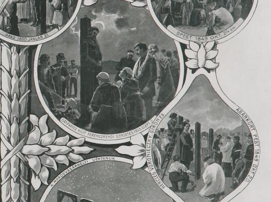A Kreith-féle Ereklyemúzeum emléklapja, litográfia (részlet)