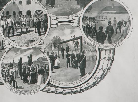 A Kreith-féle Ereklyemúzeum emléklapja, litográfia (részlet)