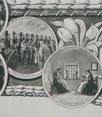 A Kreith-féle Ereklyemúzeum emléklapja, litográfia (részlet)