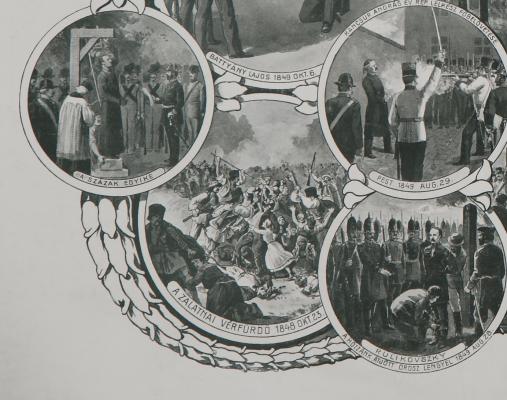 A Kreith-féle Ereklyemúzeum emléklapja, litográfia (részlet)
