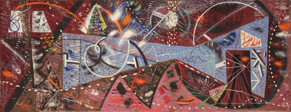 Lossonczy Tamás (1904–2009): Fájdalom és remény, 1945, vászon, olaj, 78×200 cm