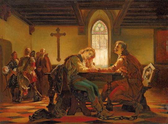 Madarász Viktor (1830–1917): Zrínyi és Frangepán a börtönben, 1864, vászon, olaj, 52×70 cm