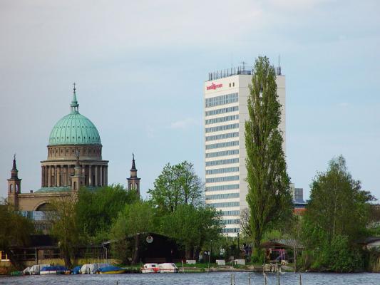 A Mecure hotel épülete Potsdam történelmi belvárosában