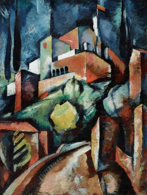 Molnár Farkas - Férfi épülettel (Fiatalember utcával és kockaházzal) (1923-24 között)