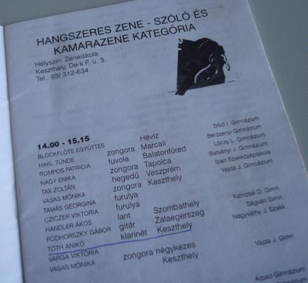 A kétévente megrendezett Helikoni Ünnepségeken a keszthelyi Nagyváthy iskola sokféle művészeti ágban képviseltette magát. 