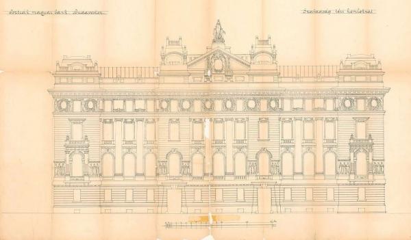 Az épület homlokzati terve. Jelzet: HU BFL - XV.17.d.329 - 24746\r\n\r\n\r\n