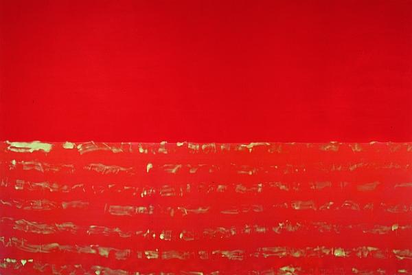 Reigl Judit: Folyamat, 1974, 195 x 300 cm, vegyes technika, vászon