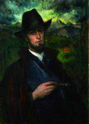 Rozgonyi László: Önarckép fekete kalapban, 1928 körül