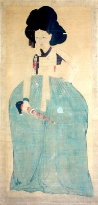 Sin Yun-Bok (1758 – 19. sz. első fele) követője: Szépség szájorgonával, Korea, 19. század második fele
